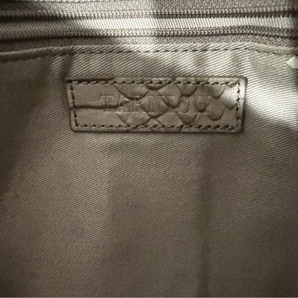 Tarnish Leather envelope-style clutch snakeskin texture, silver-toned hardware